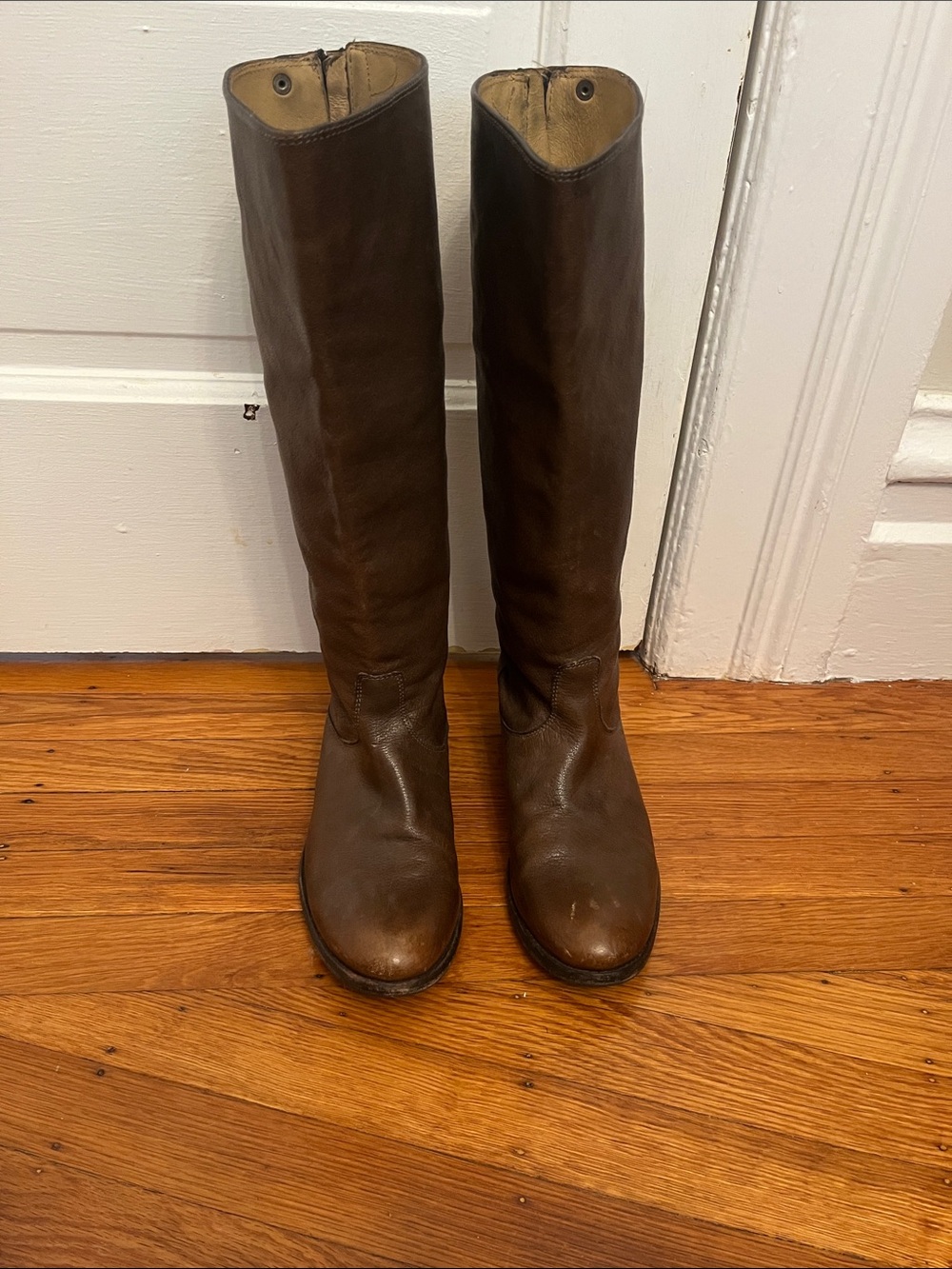 Frye Tall Leather Riding Boots in Brown
